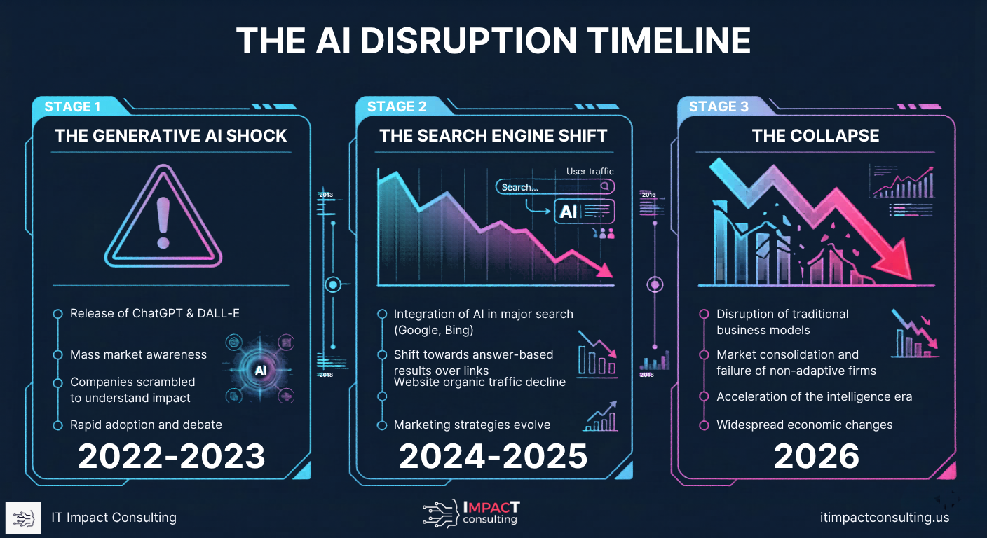 The AI Disruption Timeline — Three Stages